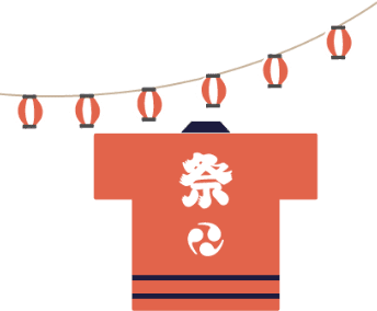 半被と旗のイラスト